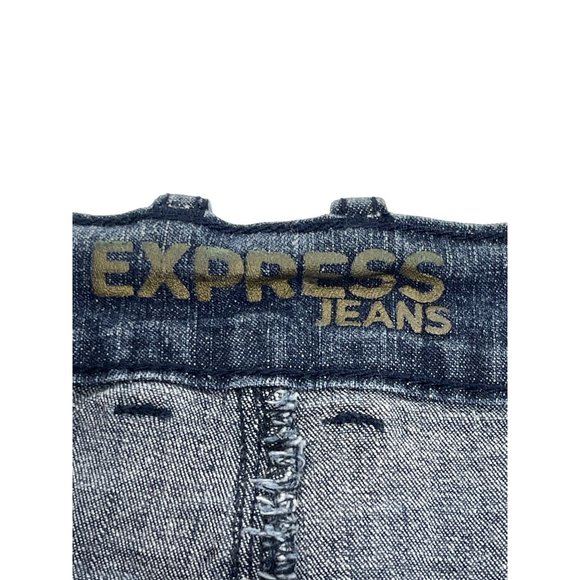 Express Jeans Women’s Denim Shorts 6 Blue 4-Pocket Zip & Button Stretchy - Picture 8 of 16